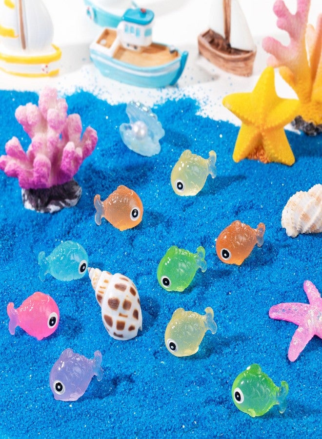 LHSYFBZ 48Pcs Luminous Mini Resin Fish, Miniature Glow in The Dark Fish Ornament for Garden, Landscape, Aquarium, Dollhouse, Birthday Party, Room Crafts Decor - Image 3